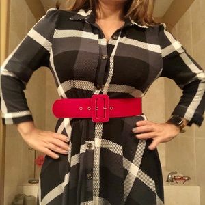 Plaid black and white dress